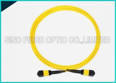 China 12 Cores MPO to MPO Single Mode Fiber Optic Cable Corning SMF-28e Riser Rated for sale