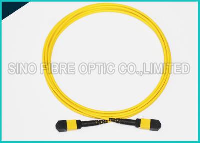 China 3.0mm Low Insertion 24x Lanes MTP Female Fiber Optic OS2 Singlemode Trunk Yellow Cable for sale