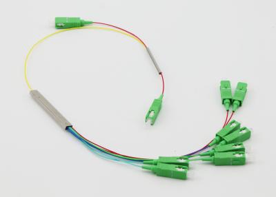 China Blockless Fiber Optic PLC Splitter mit 1 x 8 Verhältnis & SC APC Connector zu verkaufen