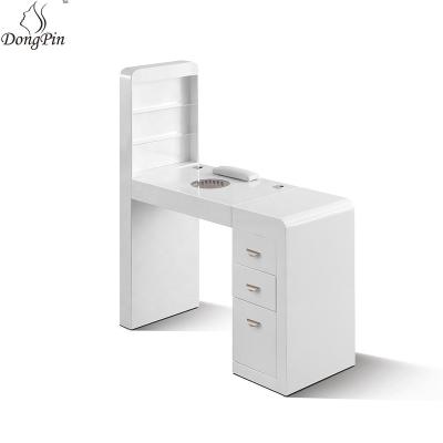 China Modern White Nail Salon Furniture Beauty Manicure Desk Nail Table Station For Nail Tech for sale