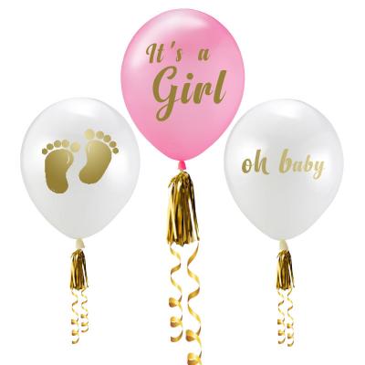 China 12inch Promotional Toy It's Girl Baby Shower Custom Logo Printed Balloon for sale