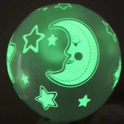 China Promotional Toy New Arrival Transparent Glowing Light Printed Fluorescent Latex Balloon for sale