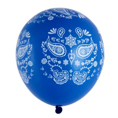 China Gift Toy 10inch Round Shape Blue Color Full Printing Festival Balloons for sale