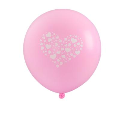 China Promotional toy 12 inch latex pink color heart printing balloon for wedding for sale