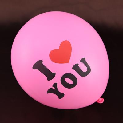 China Promotional Toy Round Shape Pink Color I Love You Printing Balloon For Wedding for sale