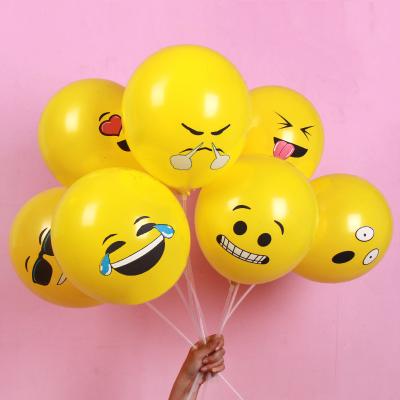 China Promotional Toy Wholesale Custom Design Yellow Color Smile Face Latex Printed Balloons for sale