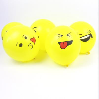 China Promotional Custom Toy Yellow 12inch Color Print Smile Face Latex Balloons Good Quality for sale