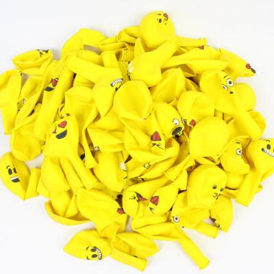 China Promotional Toy 12inch Yellow Color Smile Face Printing Latex Balloons for sale