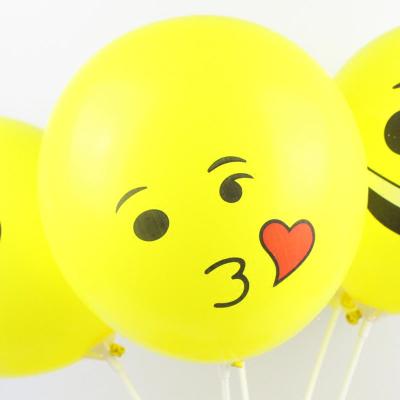 China Promotional Yellow Color 12inch Smile Face Latex Balloons Toy Round Shape for sale