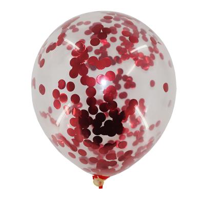 China Decoration Promotional Clear Transparent Latex Toy Party Red Confetti Balloon for sale