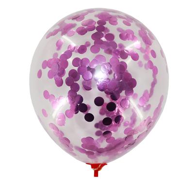 China Promotional Transparent Clear Latex Toy 12Inch Purple Confetti Balloon For Party for sale