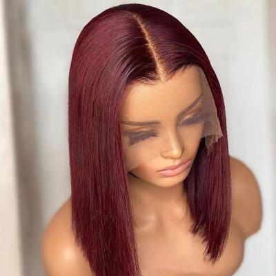 China Hair Bob Wigs, Cheap Price 4x4 Closure Hair Body Wave 99j Short Bob Wig, Brazilian Hair Weaves Grade 12A 360 Closure Bob Wig for sale