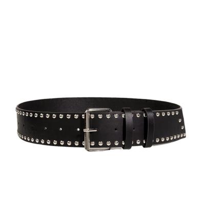 China Breiter Gürtel Western Rivet Trend Fashion Punk Gürtel mit Eisen Buckle und Pin Befestigung zu verkaufen