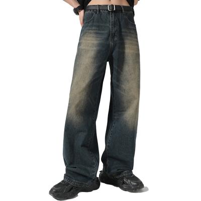 China Support 7 Days Sample Order Lead Time 2023 Vintage Distressed Wide-Leg Mop Jeans for Men for sale