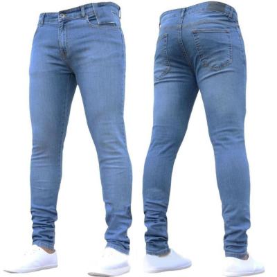 Chine Meilleur Jeans Lavées Casual Fermeture à glissière Volant Denim Jean Pant Light Blue Pantalon à crayon Messieurs à vendre