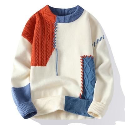 China Round Neck Autumn Winter Mens Christmas Sweaters Korean Streetwear Patchwork Pullover for sale