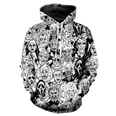 China 2023 Autumn/Winter Men's Hooded Hoodie with 3D Halloween Print in Polyester/Cotton Blend for sale