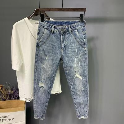 China WASHED Designer Men's Pants Jeans Slim Trousers For Men Cropped In-Stock Items for sale