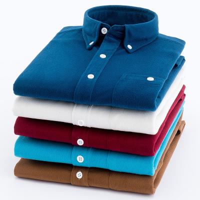 China No detección de agujas camisas tejidas para hombres M-5XL Manga larga colorido simple Polos Corduroy en venta