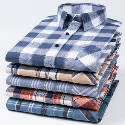 China Plus Size Business Shirts in 100% Cotton with Brushed Plaid Collar and Long Sleeves for sale