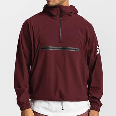 China Autumn Season Men's Quarter Zip Windbreaker with Cinching Hood and Waterproof Fabric for sale