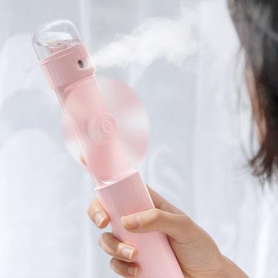 China Spray Foldable Mini Usb Charging Water Spray Small Foldable Handheld Fan Mini Water Bottle Spray Mist Desktop Rechargeable Nano Fan for sale