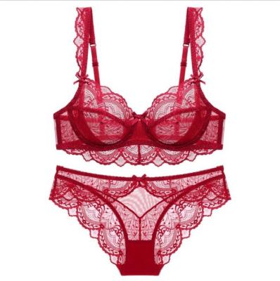 China 2022 antibacterial transparent solid lace wholesale bra+ plus size sexy bra underwear sets for women for sale