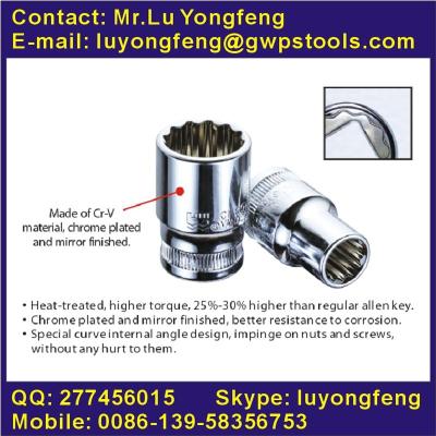 China Cr-V 12.5mm DR.12PT Mirror Finish Metric Socket 530408-530432 for sale