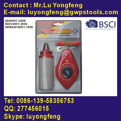 China Carpentry Tool Chalk Line Set with 3-in-1 Rope Level for sale