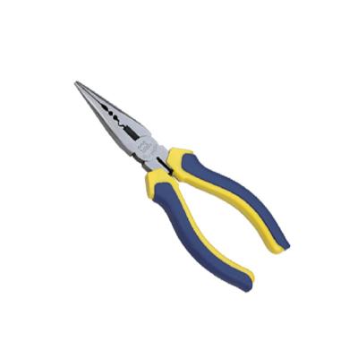 China European Style Fine Polished Multifunctional Long Nose Pliers Cut With 2 Colors Plastic Handle for sale