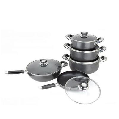 China Sustainable Professional Pots And Pans Set Unpressed Aluminum Stick Cookware Set for sale