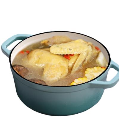 China Sustainable Hot Sale Stick Unglazed Coating Cast Round Casserole Pot With Lid for sale