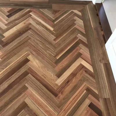 China Modern Walnut Color Solid Spotted Herringbone Gum Flooring for sale