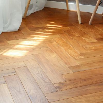 China Modern IN STOCK! Solid Teak Herringbone Click Hardwood Flooring UV Lacquered A Premium Grade Smooth Surface for sale