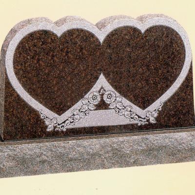 China Durable Custom Natural Stone Marble Headstone Granite Headstone With Brown Statue Monument for sale