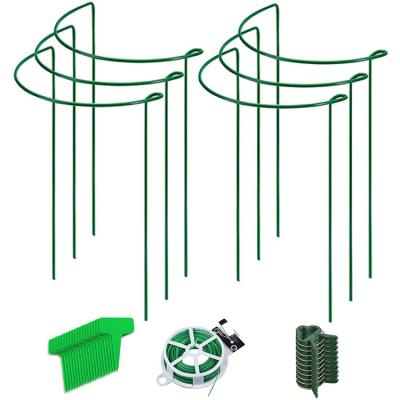 China 6 Pack 14in Plant Support Stakes Eco-friendly Green Semicircular Ring Metal Garden Plant Support Cage Used For Tomato, Flower for sale