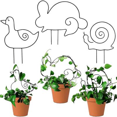 China 3 Pcs Eco-friendly Metal Trellis For Plants Plant Trellis Animal Shaped Potted Trellis For Indoor Growing Plants Pot (Rabbit, Snai for sale