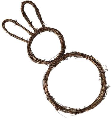 China Rattan Vine Twig Garland Wreath Rabbit Shaped Frame for Front Door Decor Easter Decoration for sale