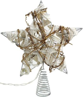 China Beautiful 12-Inch Brown Star Colored Natural Treetop With Cotton Tree Topper Multi Color for sale