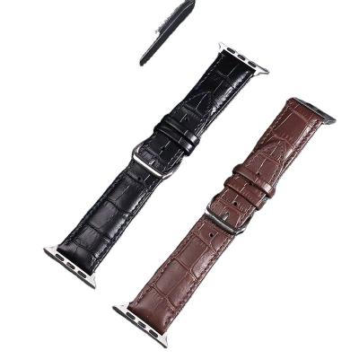 China Good Quality Autumn Dark Color 38Mm 45Mm Mens Luxury Leather Adjustable Watch Band Leather Price for sale