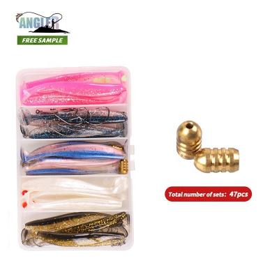 China 47pcs/1 Angler Set Silicone Rubber Soft Fishing Lures Pike Fishing Lure Sets Soft Lure With Hook Free Combination for sale