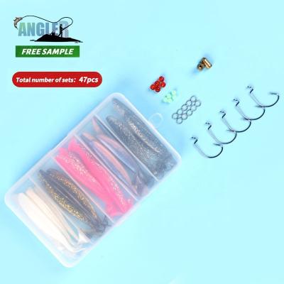 China 47pcs/1 Angler Set OEM Soft Worm Bait Bionic Fish Lure Bass Fishing Lures Fishing Tackle Kit Free Combination for sale