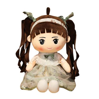 China Wholesale Cute Double Stuffed Baby Ponytail Plush Girl Doll for sale