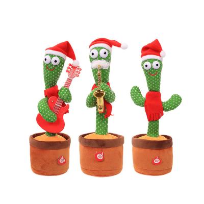 China 32cm Led Dancing Cactus Eco-friendly Material Talking Plush Toys Christmas Gift Electric Dancing Cactus for sale