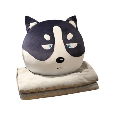 China Custom wholesale cute car cushion cover pillow nap plush office cartoon filling toy three in one for sale