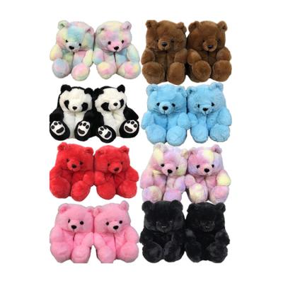 China Wholesale Fashion Trend OEM Teddybear Ladies Kids Lovely Non-slip Cute Teddie Novelty Animal Teddy Bear Slippers Shoes For Girl for sale