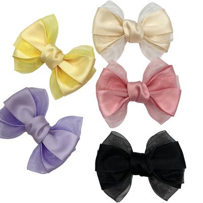 China Transparent Shoe Clips Flower Concise Gradient Chiffon Ribbon Satin Fabric Bow Shoe Clips On High Heels Shoes Girl Shoes Decoration Accessories for sale