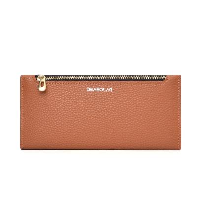 China 2021 New Waterproof Women's Long Purse Handcrafted Thin Soft Leather Purse For Women for sale