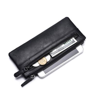 China Manufacturers Coin Zipper Fold Waterproof Chinese Direct Soft Leather Mobile Phone Leather Wallet Double Long Purse for sale