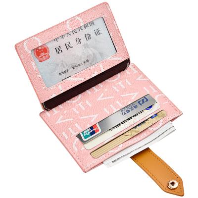 China European and American new waterproof clasp retro letterprint ladies clip wallet identification card holder for sale